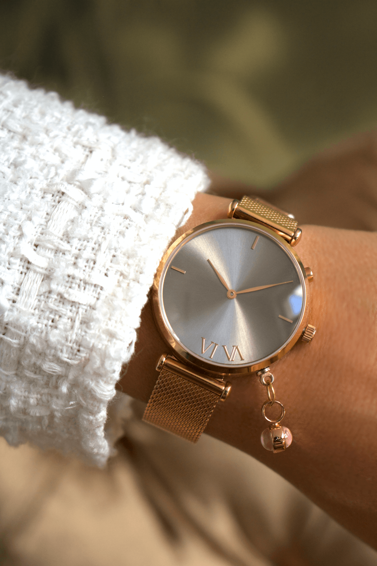 VI VA Watch Rosé mit Rosenquarz ZeitFänger aus 925er Sterling Silber in 18k rosévergoldet aus dem ATELIER VI VA